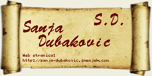 Sanja Dubaković vizit kartica